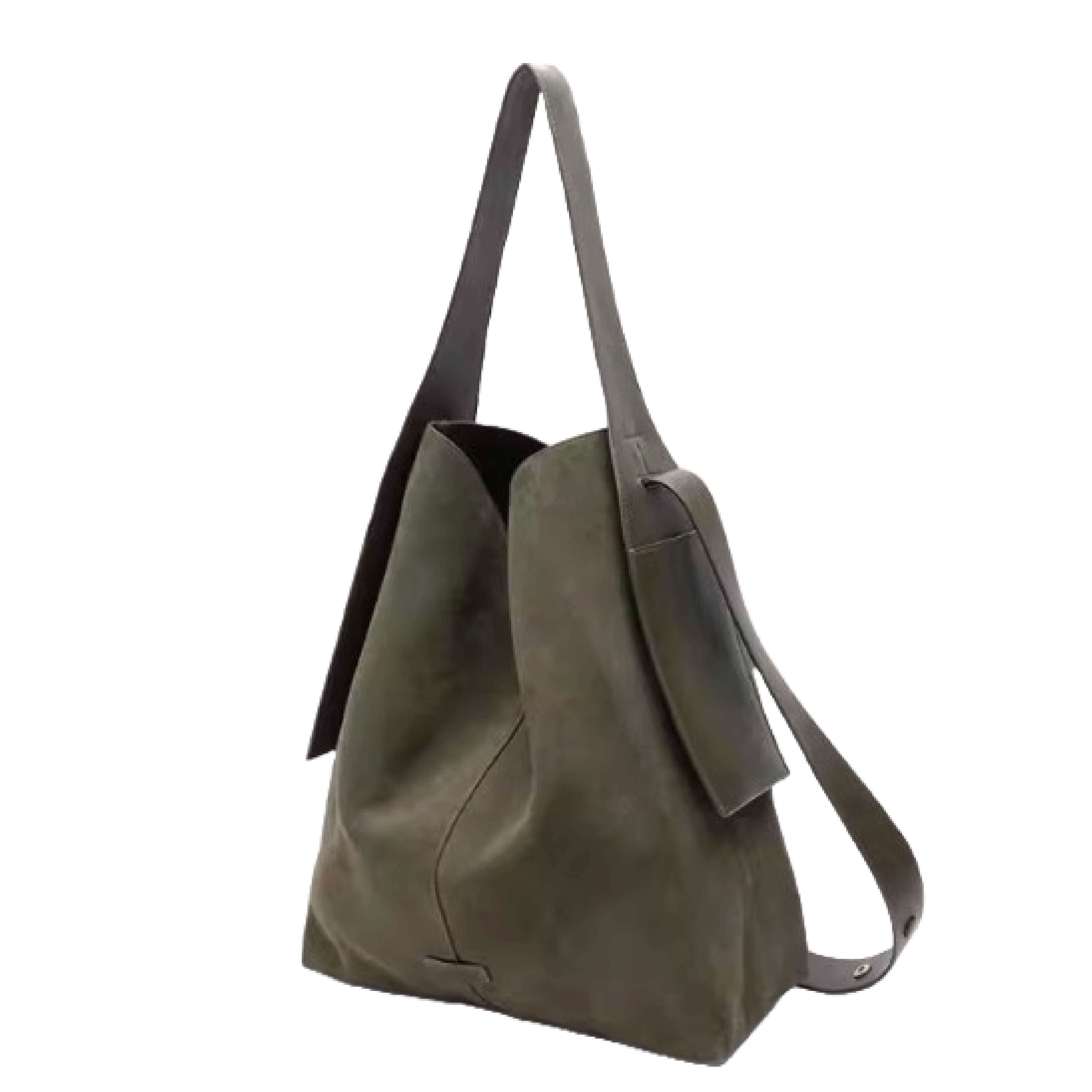 Suede Shoulder Tote Bag with Card Slot